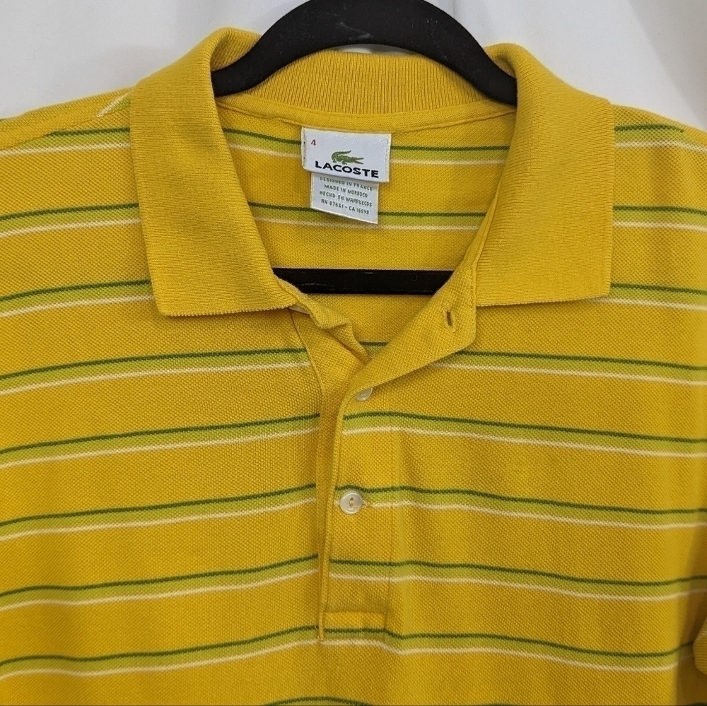 Lacoste Pique Knit Strip Polo Sz EU 4/ US S - Picture 3 of 12
